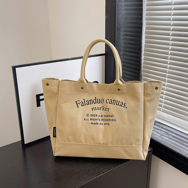 Tote women 2024 new large capacity versatile for spring and summer, shoulder bag, canvas ins commuting bag_voghion.com