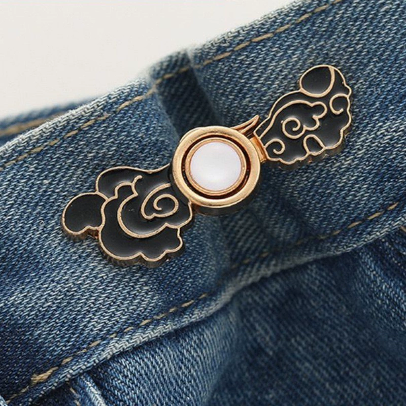 Nail-Free Removable Waist Buckle Pair, Flat-Bottom Seamless Buttons for Pants & Skirts, Assorted Designs