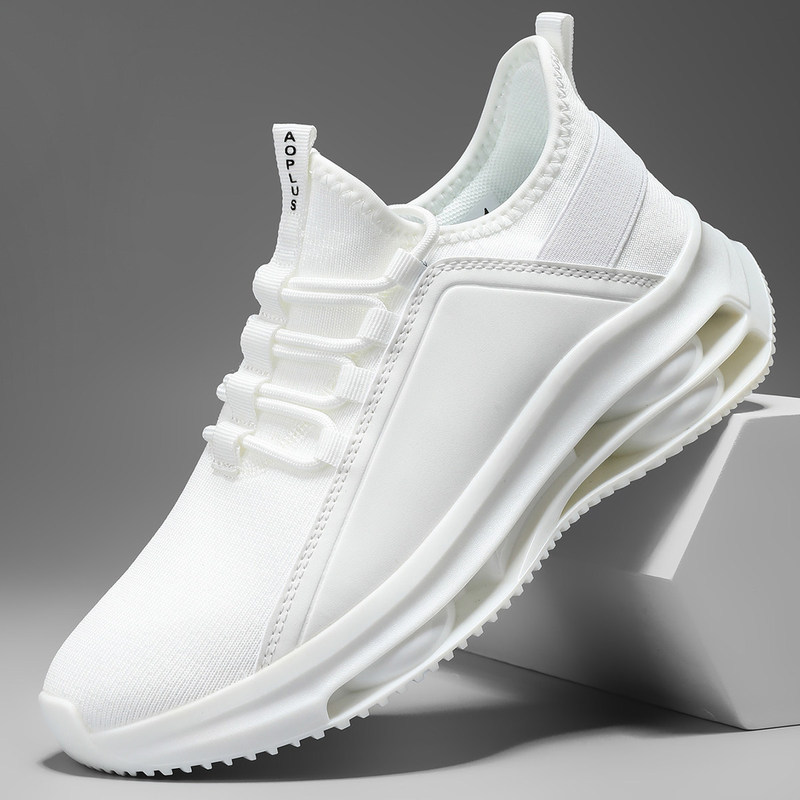 White men's summer breathable mesh lightweight sports running shoes for teenagers and students with wide feet, size 48 White men's summer breathable mesh lightweight sports running shoes for teenagers and students with wide feet, size 48