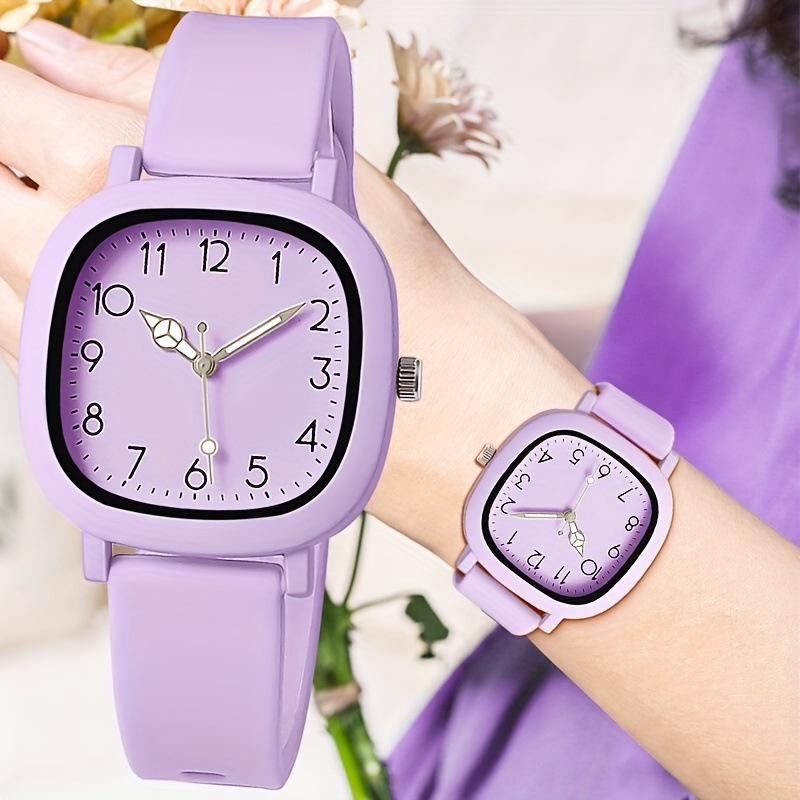 Candy Color Silicone Watch Student Sports Strap College Style Square Quartz Watch Fashionable and Versatile Digital Dial Candy Color Silicone Watch Student Sports Strap College Style Square Quartz Watch Fashionable and Versatile Digital Dial