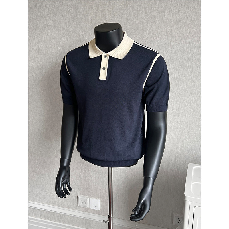 Polo camiseta de punto camiseta de manga corta camiseta de hombre paul línea tridimensional viejo qianfeng verano fábrica transfronteriza al por mayor image 10