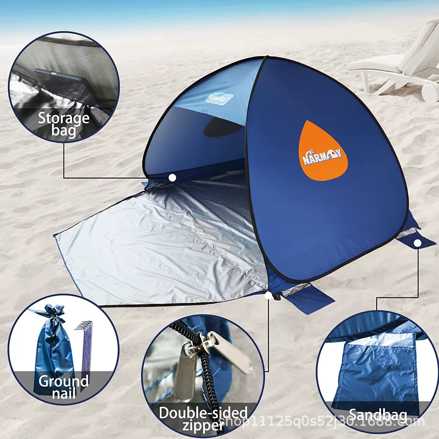 Beach tent, custom-made, family style