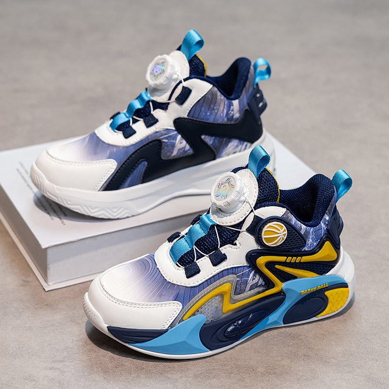 Zapatos de baloncesto transfronterizos grandes niños al aire libre invierno cuero giratorio para correr zapatos deportivos al aire libre resistentes al desgaste