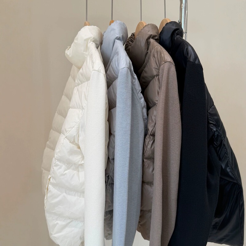 New winter down jacket for women, short style, knitted with duck down, warm coat with a simple design and solid color cardigan New winter down jacket for women, short style, knitted with duck down, warm coat with a simple design and solid color cardigan