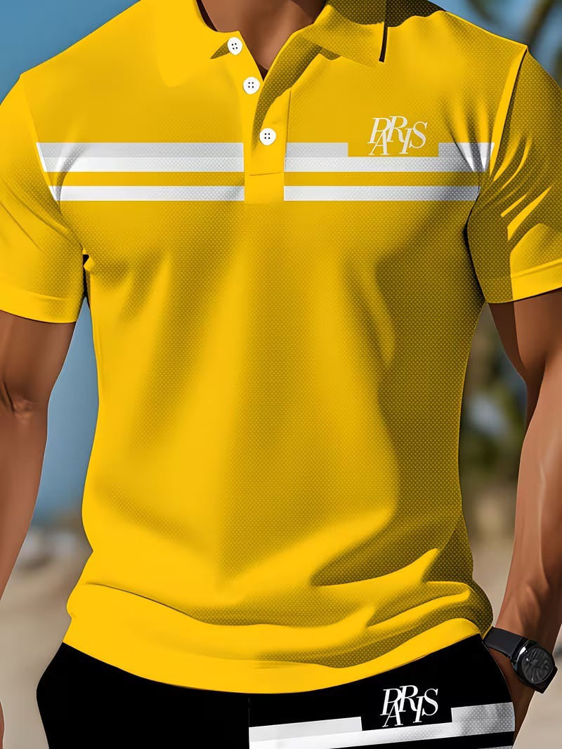 Fuente de fábrica transfronteriza verano nuevo polo de marca de pescado conjunto de camiseta de playa casual pantalones cortos deportivos ropa de hombre diy