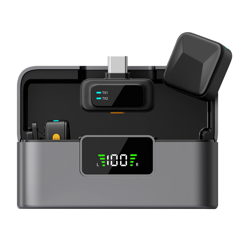 Cross-Border Q18 Wireless Lavalier Microphone Private Model with Digital Display High-Definition Radio Live Broadcast One-Click Intelligent Noise Reduction Hot Model