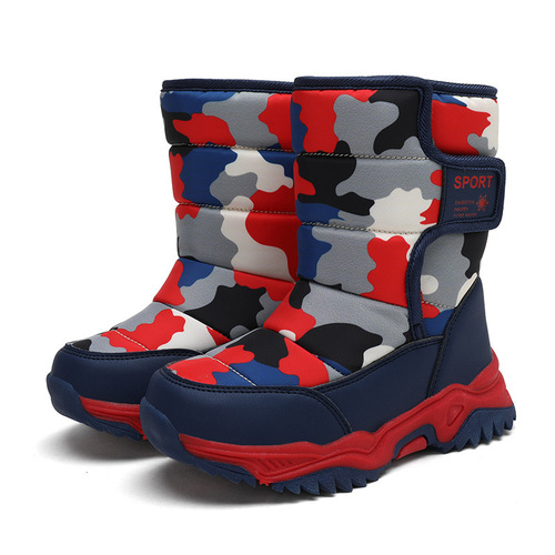 Children's Snow Boots Winter Boys Fleece Lined Thick Cotton Shoes Girls Outdoor Boots Camouflage Warm Shoes