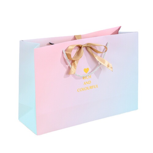 New ins style packaging bag, gradient gift bag, clothing store handbag, paper bag, printed logo gift bag