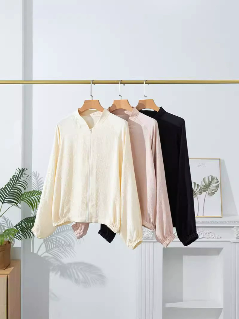 Silk jacket, cardigan, baseball long-sleeve, uniform, plus size