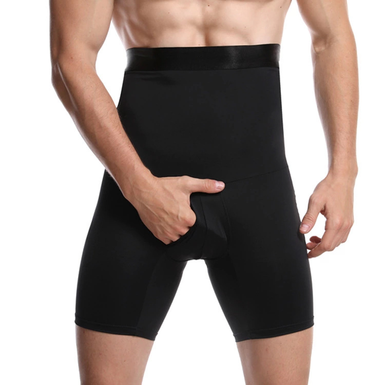 Factory direct supply cross-border explosions men's abdominal pants high waist solid color breathable stretch men's body-shaping pants cross-border