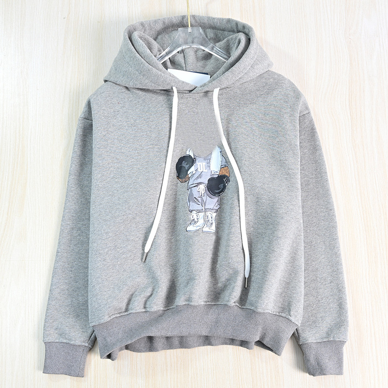 Siqi Women's Clothing 257/28 Thick Belly Velvet Offset Printed Embroidered Cartoon Bear Hooded Pullover Casual Long Sleeve Sweatshirt Siqi Women's Clothing 257/28 Thick Belly Velvet Offset Printed Embroidered Cartoon Bear Hooded Pullover Casual Long Sleeve Sweatshirt