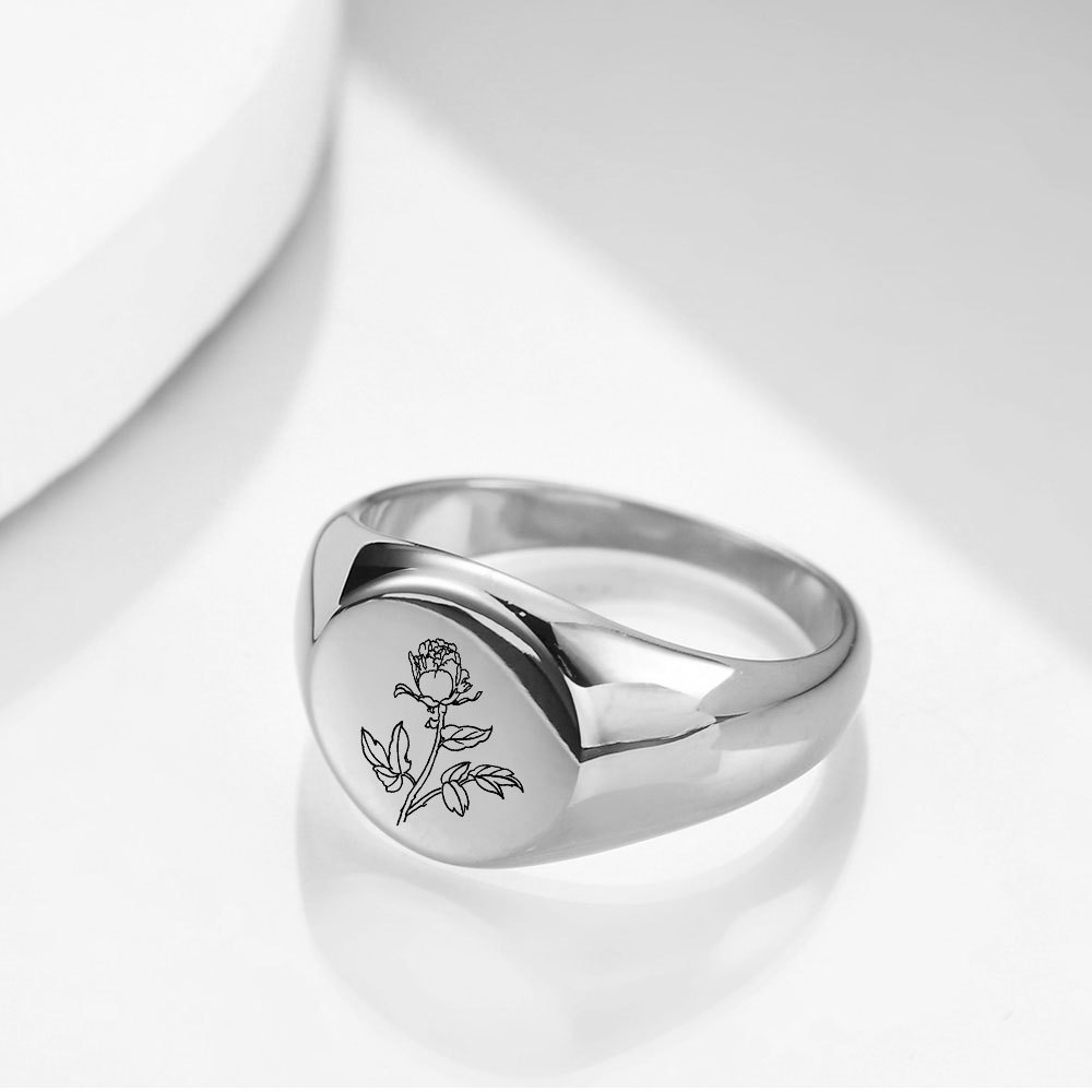 Vintage Style Geometric Rose Titanium Steel Plating Rings