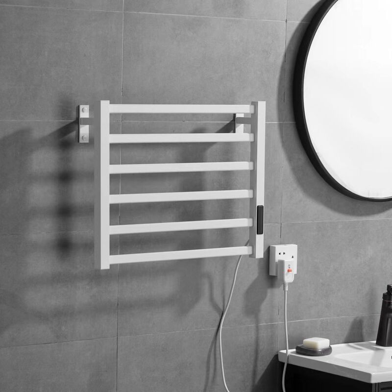 Smart Electric Heated Towel Rack for Bathroom, Electric No-Drill Heating and Drying, Household Storage, Space Aluminum