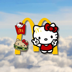 ハローキティのマクドナルドの車は個性的なアイデアを貼っています。