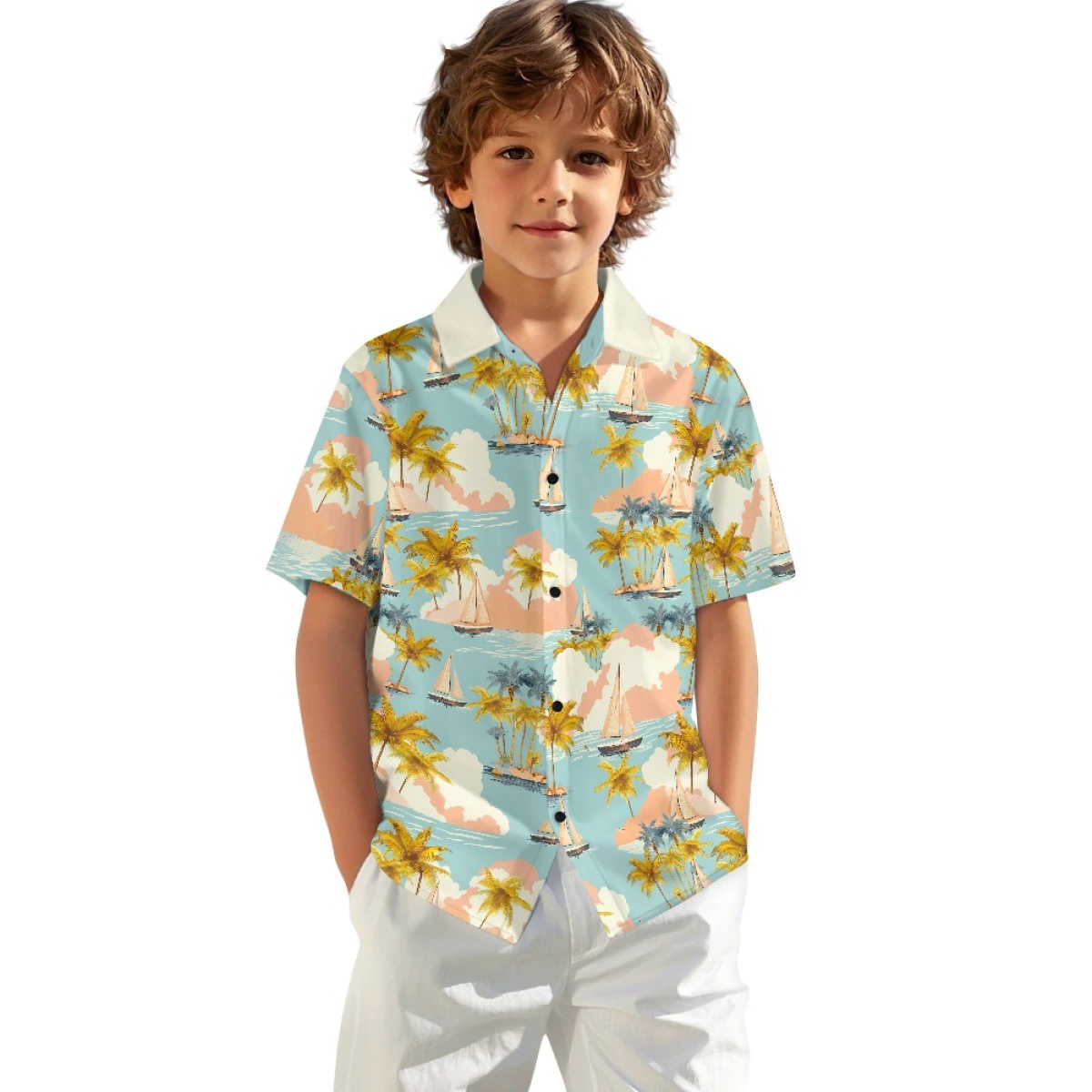 Детские повседневные рубашки, простыни, легкие в уходе, термотрансферная печать, кардиганы на пуговицах, моющиеся и не выцветающие.