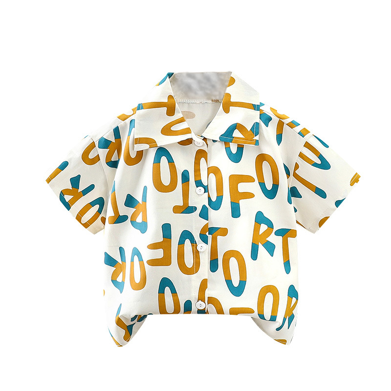 Camisas para niños verano algodón nuevo estilo niño coreano camisa de bebé de manga corta floral top para niños ropa para niños al por mayor