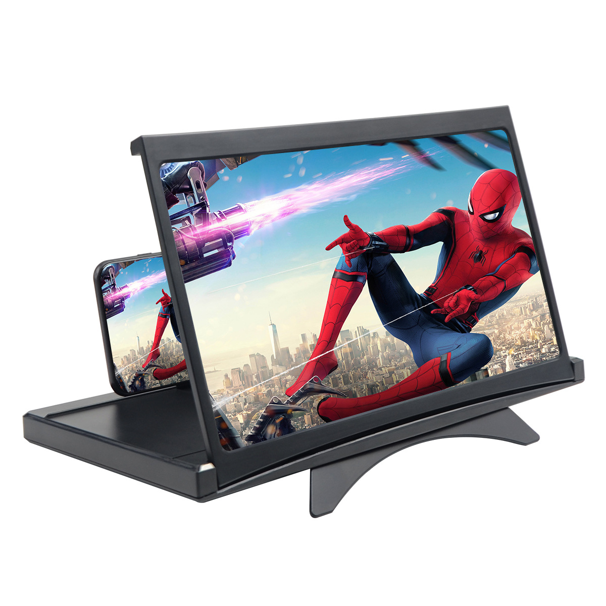 12寸手机屏幕放大器L18曲面放大器3D放大镜 抽拉式懒人支架HMY