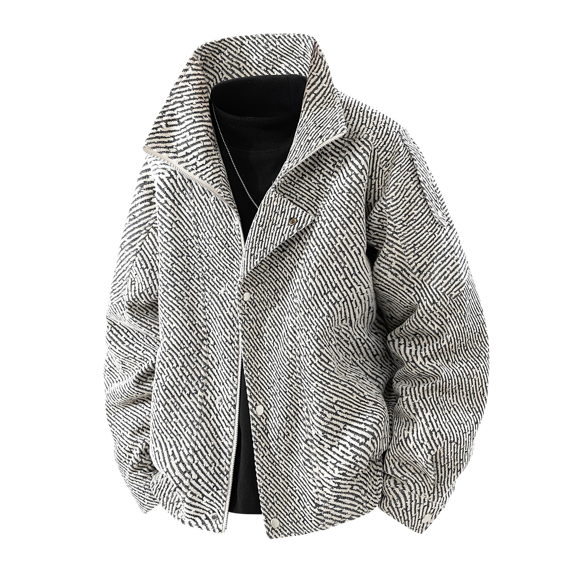 2025 Men's Jacket Rain Pattern Striped Shirt Top Stand Collar Korean Style Jacket Windbreaker Outing Travel Leisure