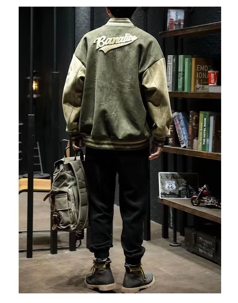 Maillot de Baseball en daim pour hommes, manteau américain automne/hiver, haut ample, veste de pilote brodée, à la mode, printemps/automne_voghion.com