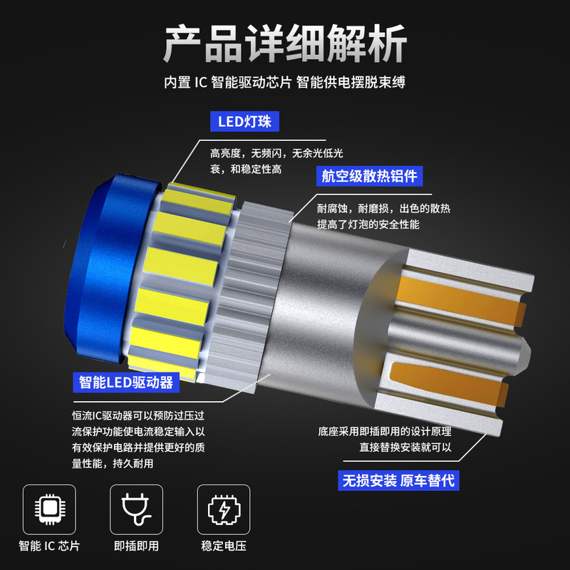 新款汽车t10led示宽灯仪表灯18SMD 4014汽车牌照灯恒流解码转向灯|undefined