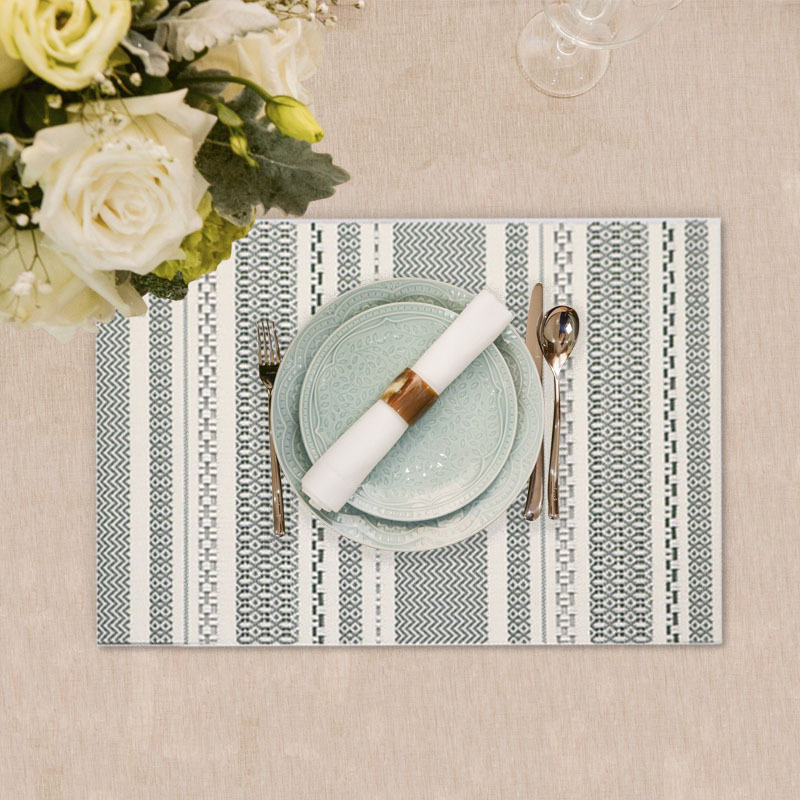 Estilo nórdico tejido PVC placemat bohemio jacquard placemat posavasos Hotel antideslizante posavasos aislamiento estera de la tabla