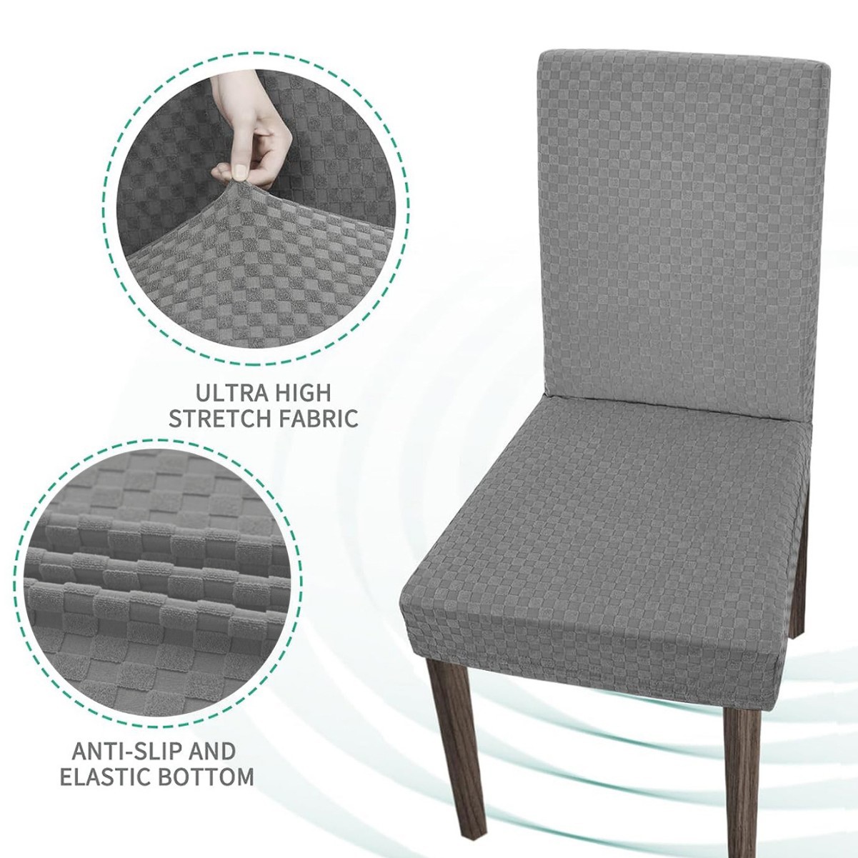 Transfronterizo sólido elástico Jacquard pequeño cuadrado cubierta de silla impermeable espaldas altas cubierta de silla de restaurante de hotel general todo incluido