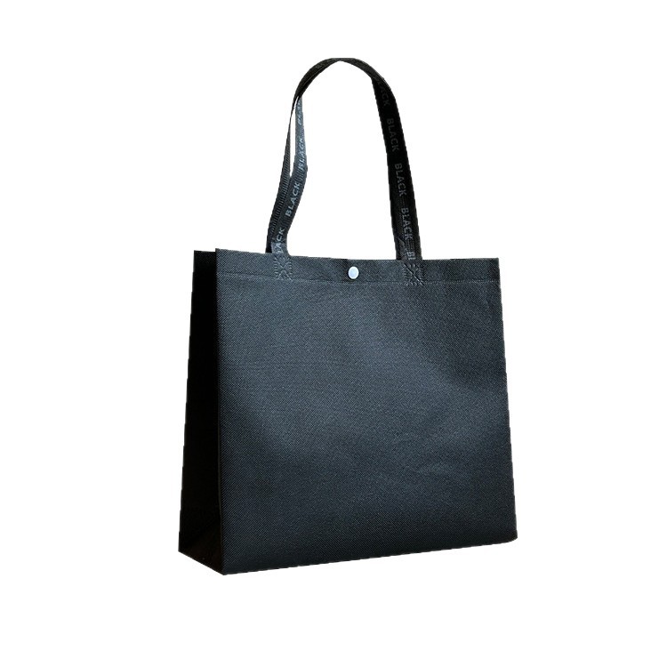 Bolsa de mano no tejida de hebilla negra clásica bolsa de tienda de ropa LOGO personalizada bolsa de embalaje de compras