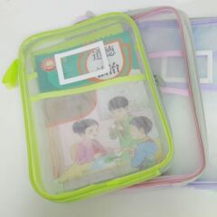 科目分類厚みのある透明な小学生ファイルバッグメッシュポータブルブックバッグ試験用紙収納袋家庭教師バッグ