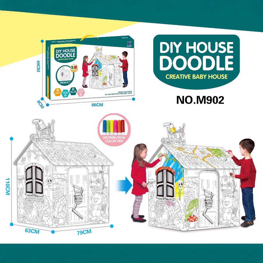 Casa tridimensional transfronteriza pintada graffiti infantil juguetes creativos puzzle educación temprana juguetes de cartón ensamblados a mano