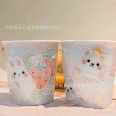 万華セラミックコーラカップ景徳鎮セラミック高温下絵手描きウォーターカップティーマスターカップハンドヘルドティーカップ
