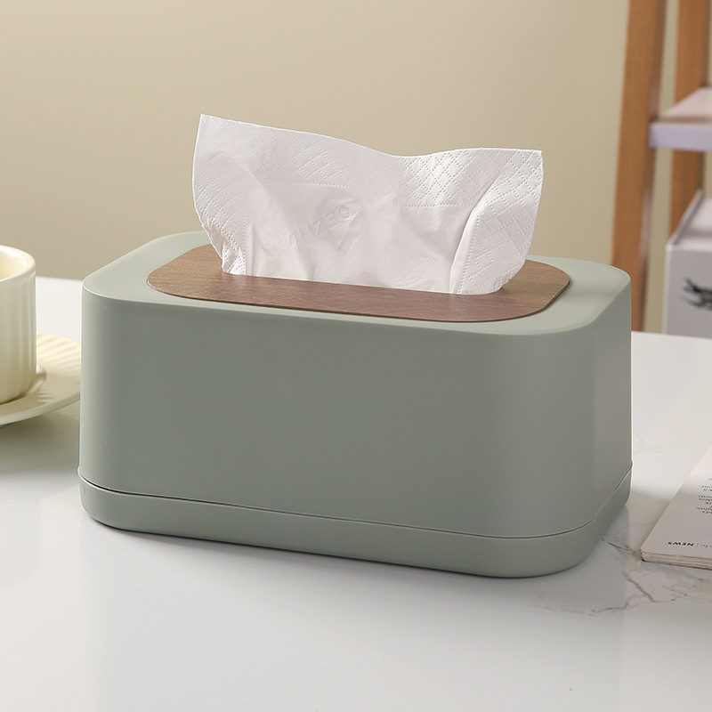 Caja de toallas de aire crema simple caja de almacenamiento de escritorio con cubierta de madera caja de extracción de papel creativa caja de extracción de papel de lujo ligera sala de estar doméstica