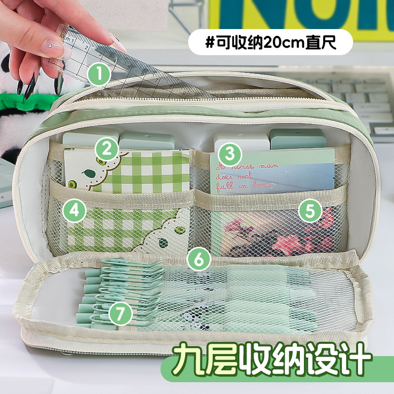 Estuche para lápices transparente para niñas 2024 nueva caja de papelería de gran capacidad para estudiantes de escuela primaria de secundaria, caja de lápices de alto valor para niñas