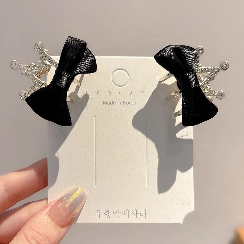 Clip de cabello de arco negro pequeña princesa cabeza agarrando clip de cabello de alta calidad para mujeres frises cortas clip de cabello lateral pinza de cabello