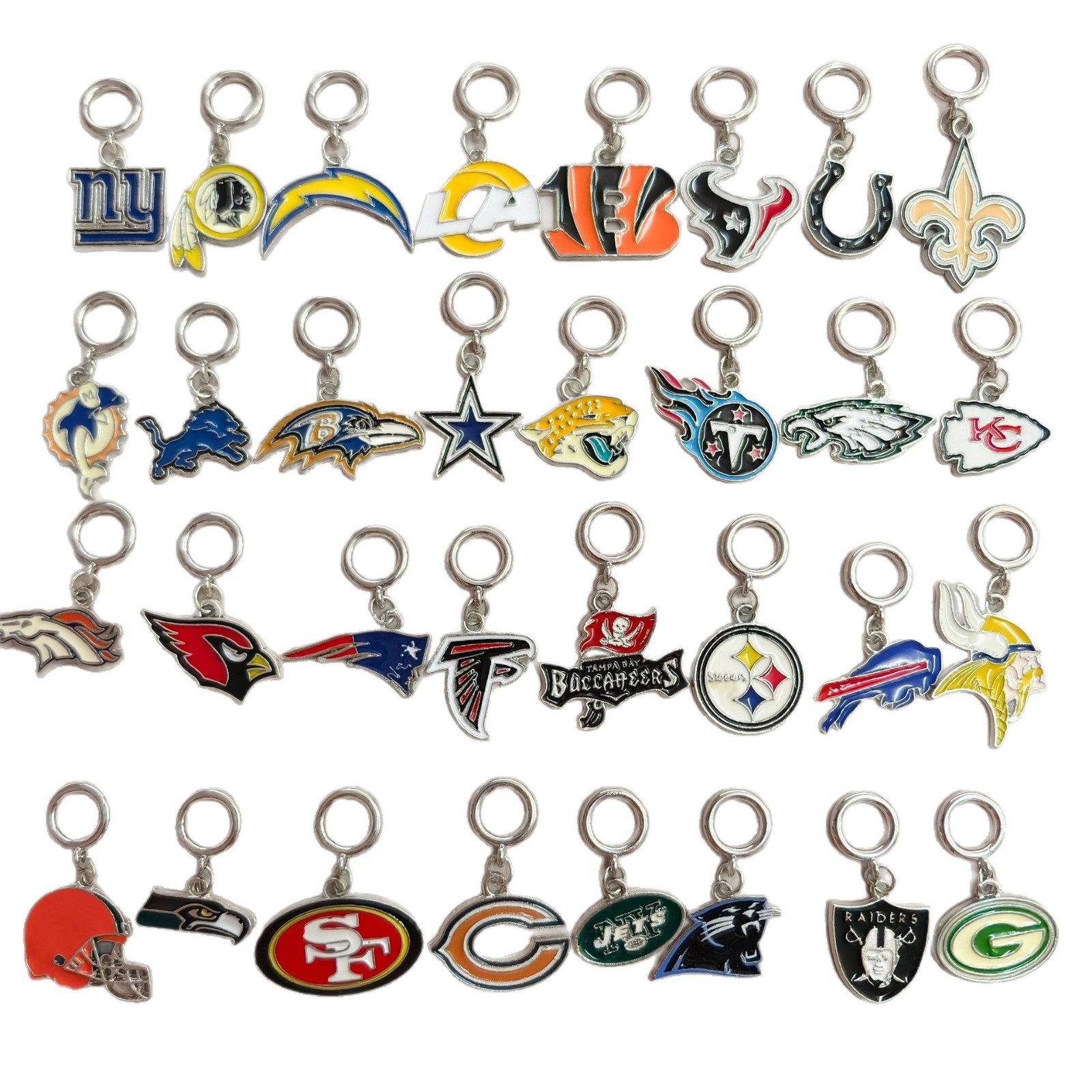 32 NFL Football Team Logo Sliding Bracelet Bag Pendant DIY Jewelry Making Alloy Accessories 7mm