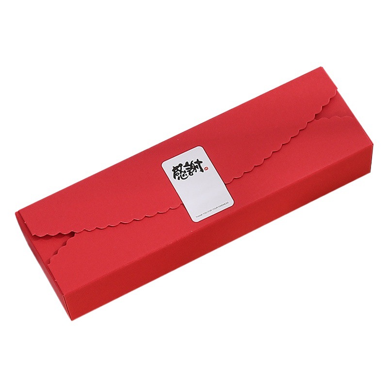 Simple plegable Caja de galletas larga creativa papel Kraft caramelo caja de pastelería copo de nieve crujiente caja de regalo de embalaje de nougat