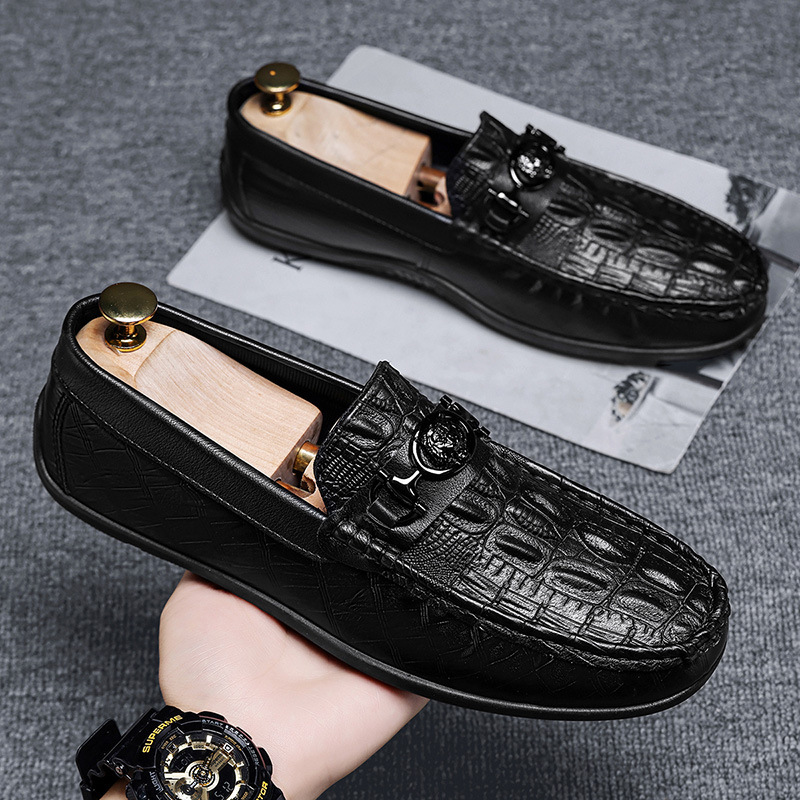 Putian Dou Dou Zapatos de sol suave para hombres perezoso un pedale de zapatos de hombre 2025 nuevas cuatro estaciones para conducir zapatos casuales para conducir zapatos de cuero