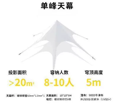 Outdoor Thickened Wanzong Mountain Super Large Avtomobil yan çətirləri - white-single-star-101038-as-needed