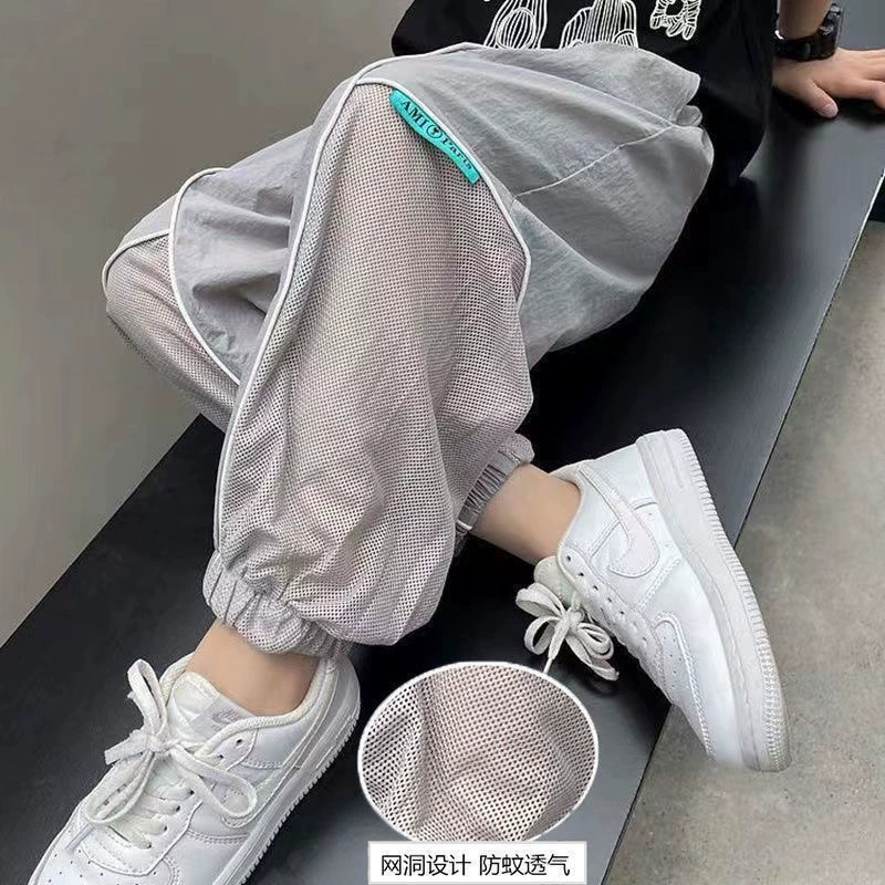 Летние тонкие штаны для мальчиков, детские штаны с защитой от комаров, длинные свободные спортивные штаны для мальчиков, летняя модная детская одежда