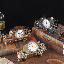 创意礼品新款卡通造型闹钟老爷车闹钟学生桌面数字指针台钟批发厂