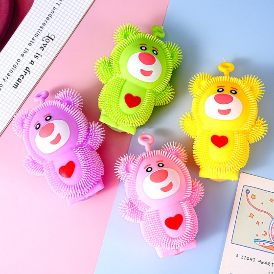 Decompression strawberry bear pinch music vent bear cute squeeze creative children's desktop violent bear ornaments factory wholesale