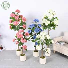 跨境仿真植物绣球花盆栽仿生花树客厅摆件室内装饰假绿植橱窗布景