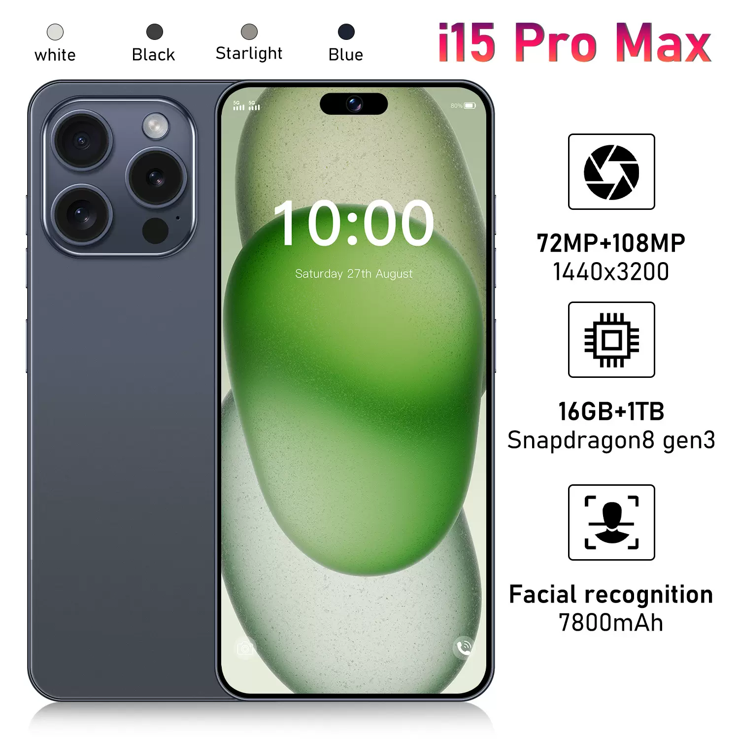 外贸跨境手机i15 ProMax超大屏16+1TB安卓智能手机批发(劲爆款)