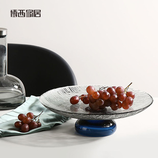 Boxi home Glass fruit plate simple decoration home living room dining table coffee table Internet celebrity dining basin soft decoration