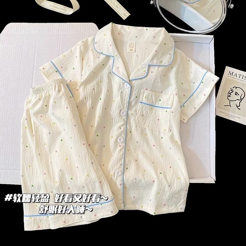 Soft and Cozy Children's Sleepwear Set for Girls: Short Sleeve Top and Shorts - 2025 New Summer Princess Style Sweet and Cute Home Clothing for Girls