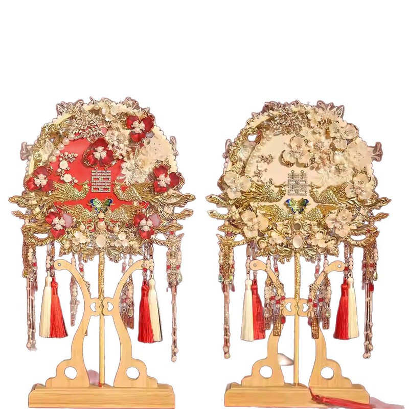 【特別オファー 花嫁両面扇子】結婚式DIY素材パッケージ 手作り結婚式秀和扇子 完成品 高級|undefined