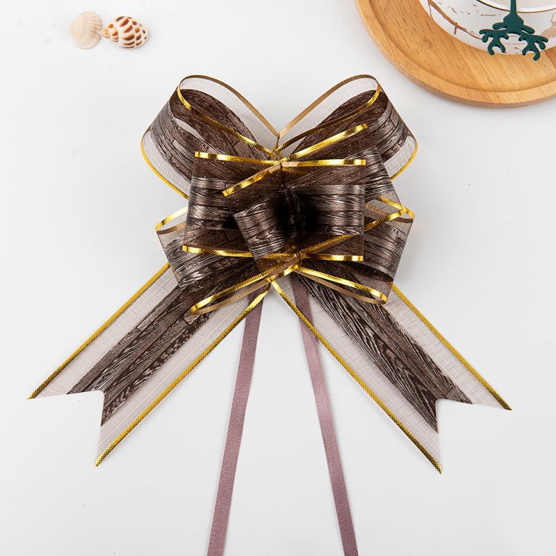 Transfronterizo 2023 Nuevo 50 gran patrón de tablero de madera clásica nieve hilo arco mano-Tirado flor decoración de Navidad guirnalda cinta