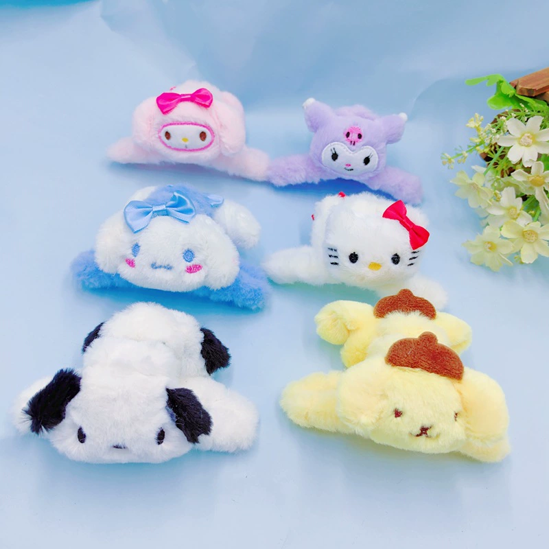 Sanrio, детская плюшевая крабовая булавка, вместимый кукольный, большая прическа, мультяшный милый акула, новая коллекция