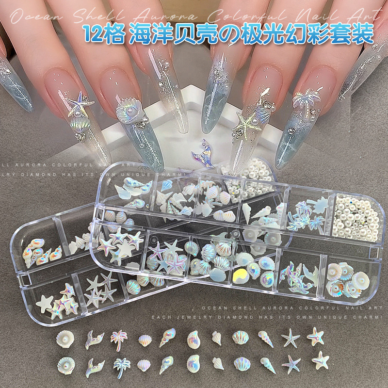 12-Piece Starfish Shell Nail Art Set with Aurora Rhinestones, Iridescent Fish Tail Ocean Nail Art Decorations, Cross-Border Resin Nail Rhinestones 12-Piece Starfish Shell Nail Art Set with Aurora Rhinestones, Iridescent Fish Tail Ocean Nail Art Decorations, Cross-Border Resin Nail Rhinestones