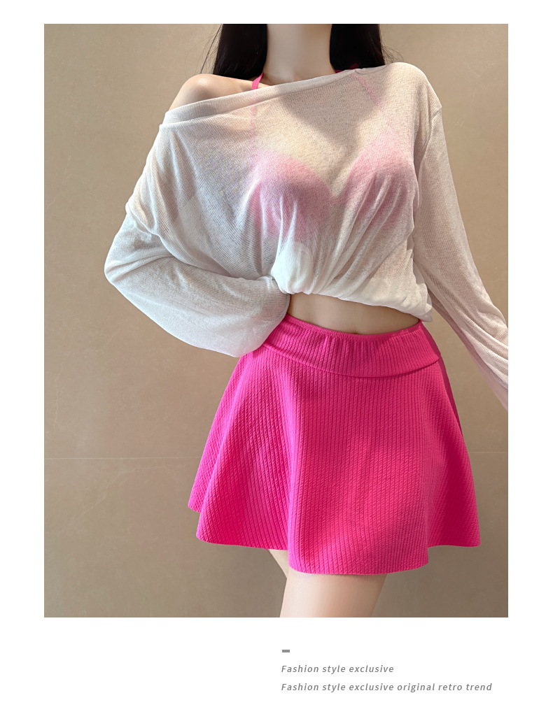 Plus Size Swimwear 3-Piece Set Tummy Control Bikini With Underwire & Long Sleeve Cover-Up For Women_ecoleips.com
