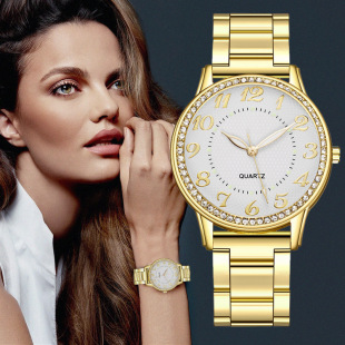 Live sales of diamond-encrusted luminous watches ladies steel band women's watches quartz watches manufacturers wholesale